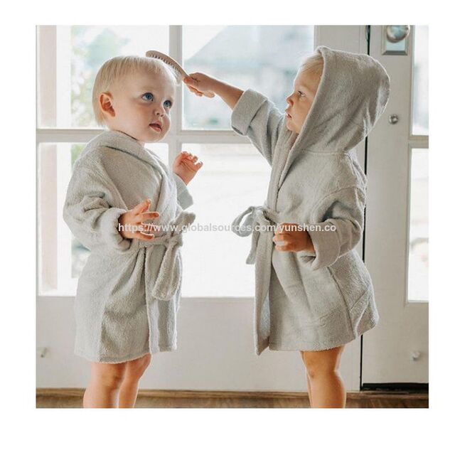 Peignoir de Bain Enfant Personnalisé en Gros avec Capuche en Peluche, Poncho en Coton Biologique, Serviette de Bain à Capuche pour Bébés et Enfants