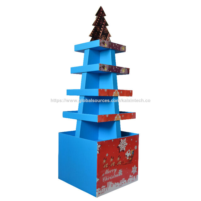 Présentoirs de sol PLV Modèle de présentoir en carton pour Noël, présentoir en carton ondulé Étagère de présentoir PLV Présentoir de sol en papier