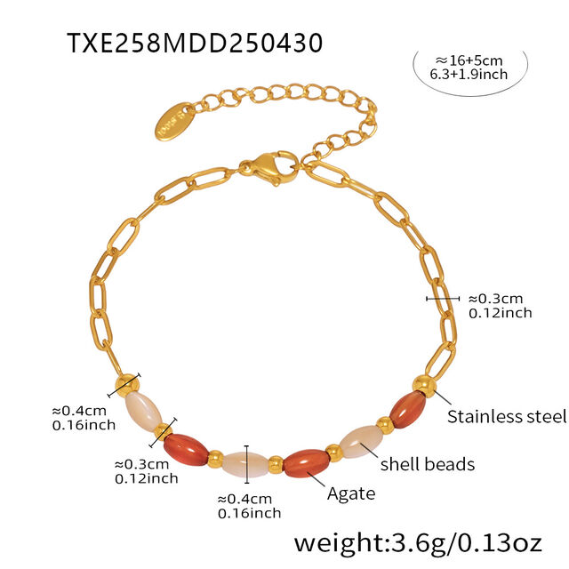 SISSLIA Vintage Agate Natural Stone Beaded Necklace Bracelet Sets for Women Ins Popular Stainless Steel Gold Plated Jewelry Set