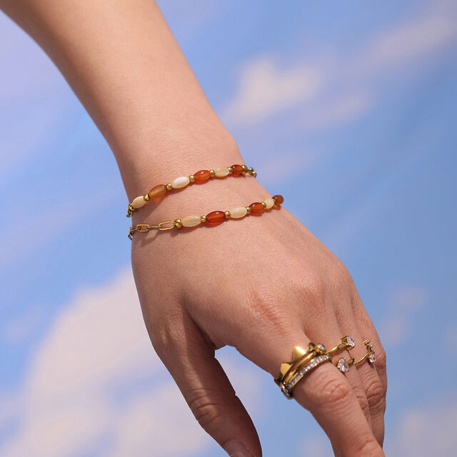 SISSLIA Vintage Agate Natural Stone Beaded Necklace Bracelet Sets for Women Ins Popular Stainless Steel Gold Plated Jewelry Set