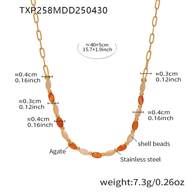 SISSLIA Vintage Agate Natural Stone Beaded Necklace Bracelet Sets for Women Ins Popular Stainless Steel Gold Plated Jewelry Set