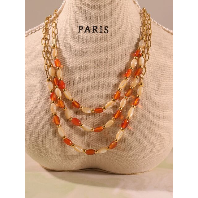 SISSLIA Vintage Agate Natural Stone Beaded Necklace Bracelet Sets for Women Ins Popular Stainless Steel Gold Plated Jewelry Set