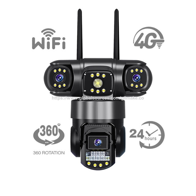 V380 Netzwerk 6MP 3-Objektiv und 3-Bildschirm PTZ Kamera Drahtlose WiFi Sicherheits CCTV Kamera IP66 Wasserdicht 4G SIM-Karten Kamera für den Außenbereich
