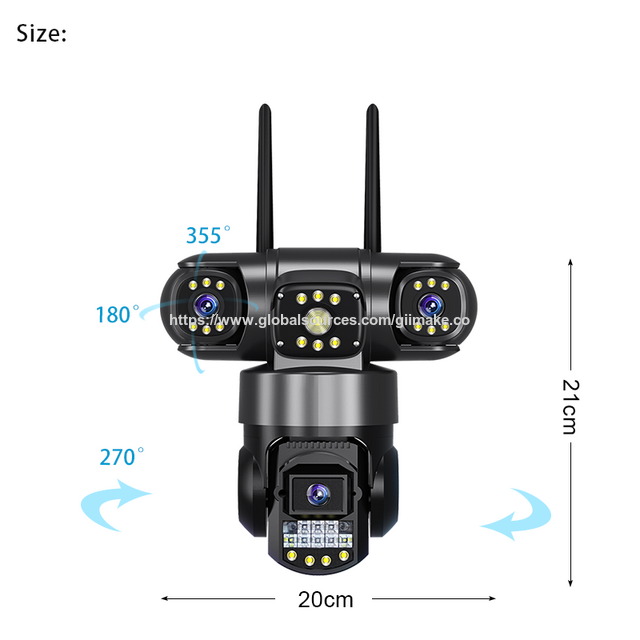 V380 Netzwerk 6MP 3-Objektiv und 3-Bildschirm PTZ Kamera Drahtlose WiFi Sicherheits CCTV Kamera IP66 Wasserdicht 4G SIM-Karten Kamera für den Außenbereich