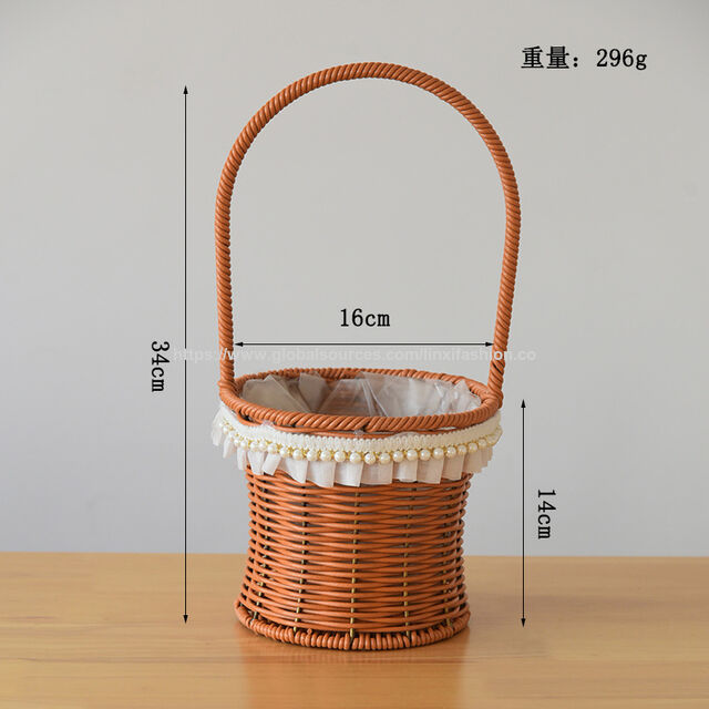 Cesta de mimbre tejida a mano para arreglos florales, fruta de picnic, decoración del hogar, almacenamiento y regalo – Cesta de exhibición de flores secas