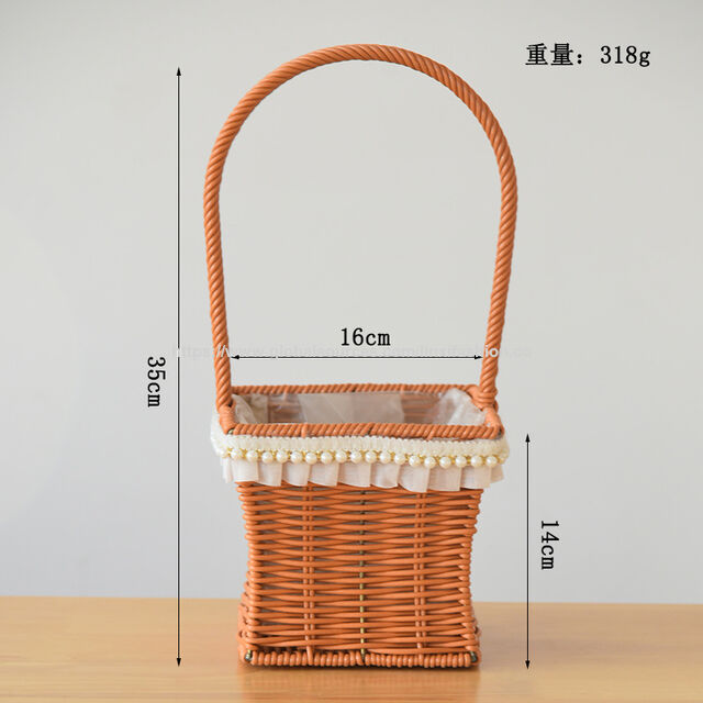 Cesta de mimbre tejida a mano para arreglos florales, fruta de picnic, decoración del hogar, almacenamiento y regalo – Cesta de exhibición de flores secas