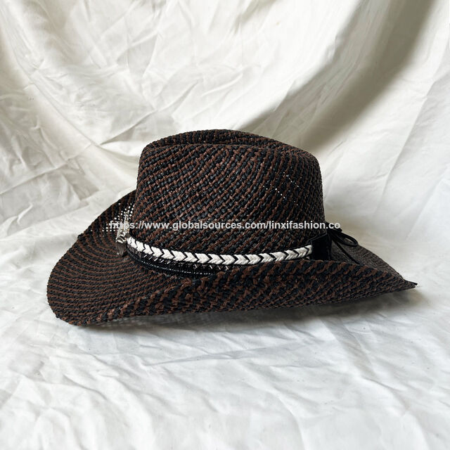 Chapéu de palha 100% de cor mista, chapéu de cowboy ocidental americano com cabeça de touro decorativa, designs personalizados são bem-vindos. Atacado de chapéus de palha.