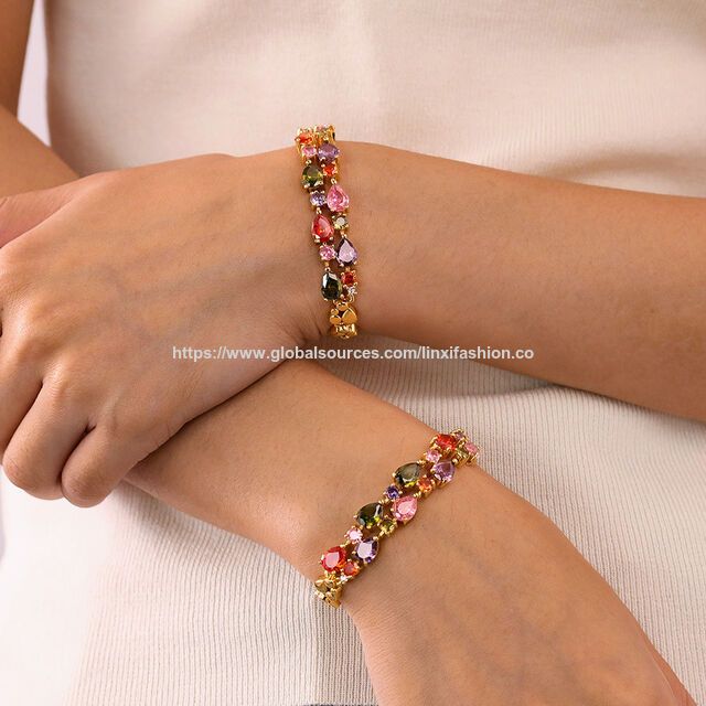 Pulseira de Tênis Azul Cravejada - Bijuteria de Moda por Atacado