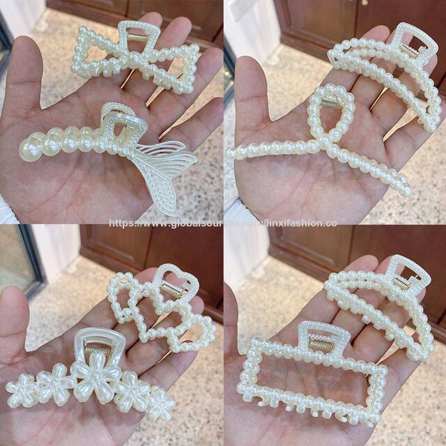 Atacado de fábrica, novos estilos de garras de cabelo, prendedor de cabelo de pérolas da moda, mais padrões para opções
