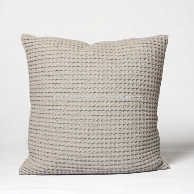 Prix usine Housse de coussin gaufrée ivoire 20" personnalisable - Housse de coussin décorative 100 % coton pur Fabrication OEM/ODM