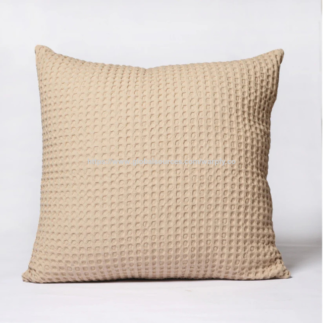 Prix usine Housse de coussin gaufrée ivoire 20" personnalisable - Housse de coussin décorative 100 % coton pur Fabrication OEM/ODM