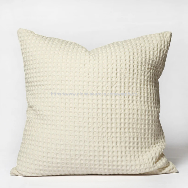 Prix usine Housse de coussin gaufrée ivoire 20" personnalisable - Housse de coussin décorative 100 % coton pur Fabrication OEM/ODM