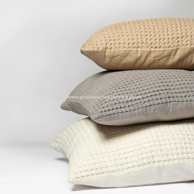 Prix usine Housse de coussin gaufrée ivoire 20" personnalisable - Housse de coussin décorative 100 % coton pur Fabrication OEM/ODM