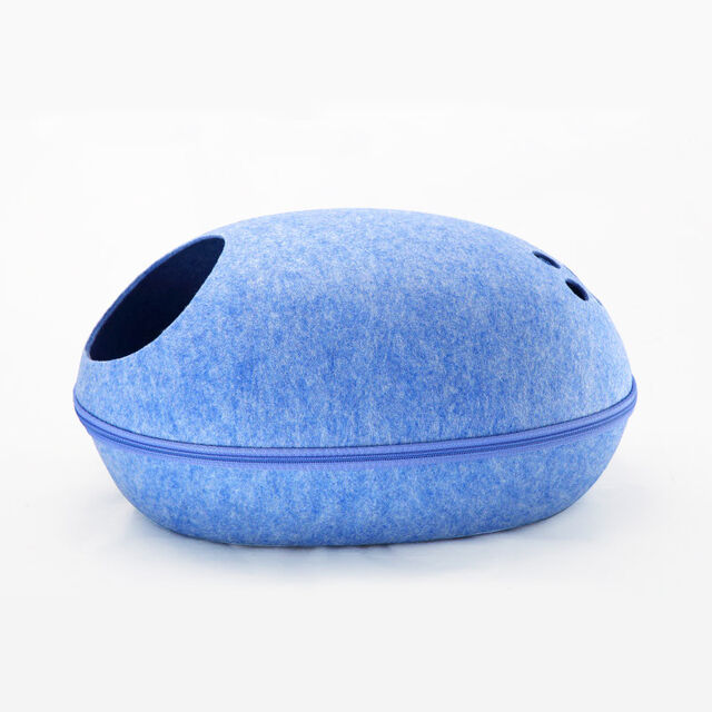 Proveedor de mascotas Cama de fieltro para mascotas con diseño de cremallera, cama colorida para gatos, casa para gatos con cojín lavable