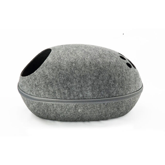 Proveedor de mascotas Cama de fieltro para mascotas con diseño de cremallera, cama colorida para gatos, casa para gatos con cojín lavable