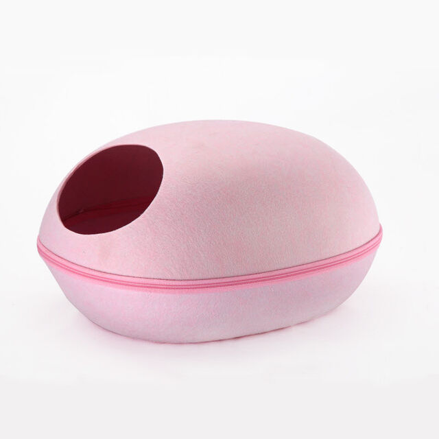 Proveedor de mascotas Cama de fieltro para mascotas con diseño de cremallera, cama colorida para gatos, casa para gatos con cojín lavable