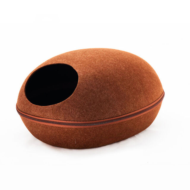 Proveedor de mascotas Cama de fieltro para mascotas con diseño de cremallera, cama colorida para gatos, casa para gatos con cojín lavable