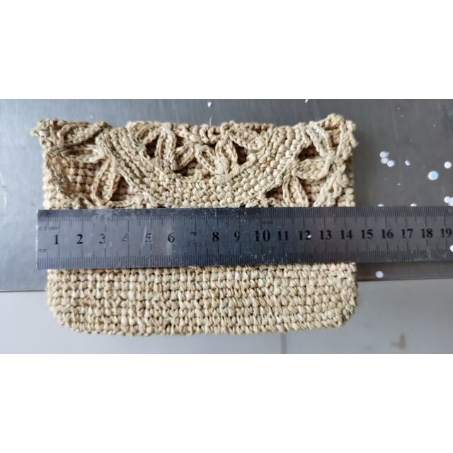 Bolsa de mão de ráfia bege natural grande feita à mão, clutch de noite de verão, bolsa de praia com forro de algodão, bolsa de mão para presente