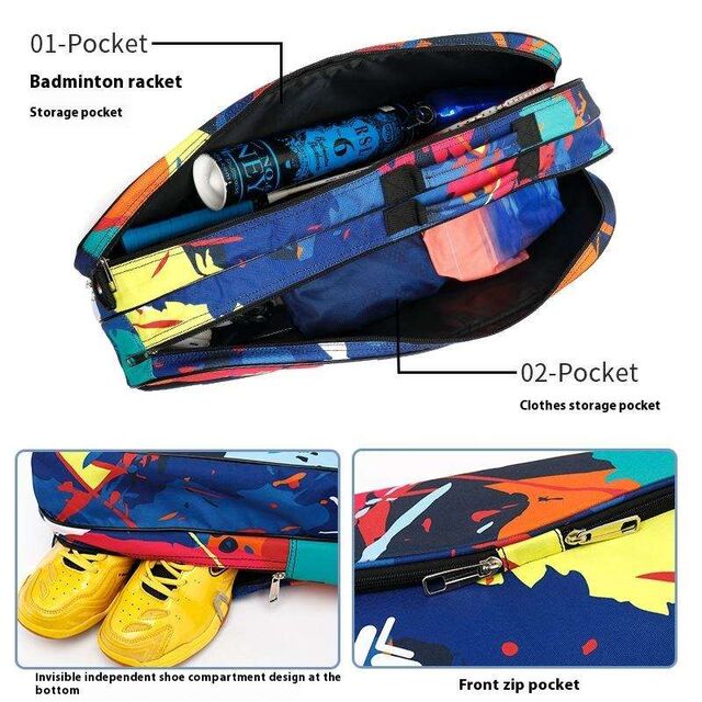 Saco de raquete de pickleball de nylon à prova d'água com capacidade para 3-6 raquetes de badminton, saco esportivo de badminton, raquete de tênis, sacos esportivos, branco, pacote com 12