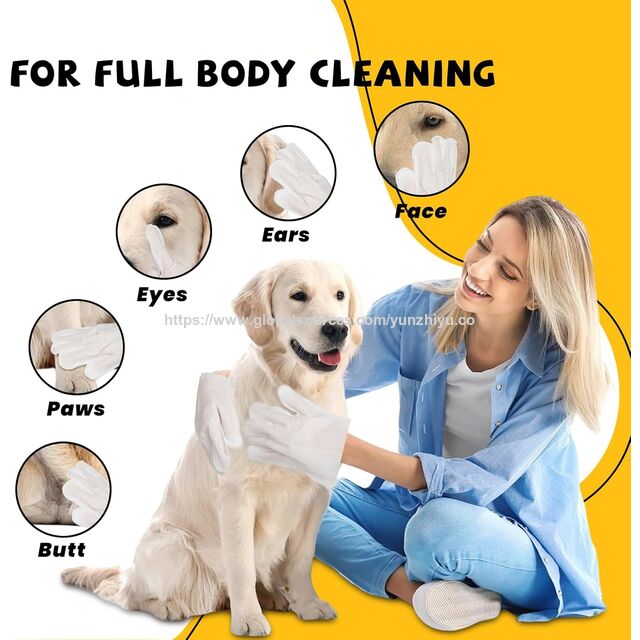 Lingettes de Bain Jetables pour Chiens, Nettoyage et Désodorisation, Lingettes Gants pour Animaux de Compagnie, pour Chiens et Chats