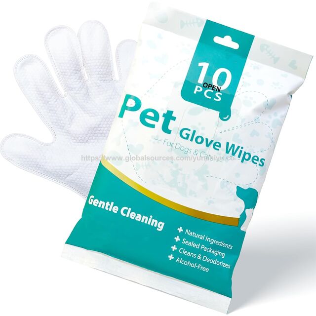 Lingettes de Bain Jetables pour Chiens, Nettoyage et Désodorisation, Lingettes Gants pour Animaux de Compagnie, pour Chiens et Chats