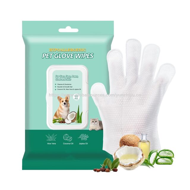 Lingettes de Bain Jetables pour Chiens, Nettoyage et Désodorisation, Lingettes Gants pour Animaux de Compagnie, pour Chiens et Chats