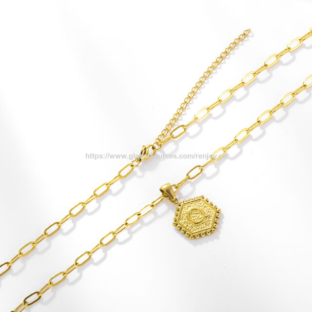 Colares Femininos Elegantes de Aço Inoxidável DIY com Alfabeto