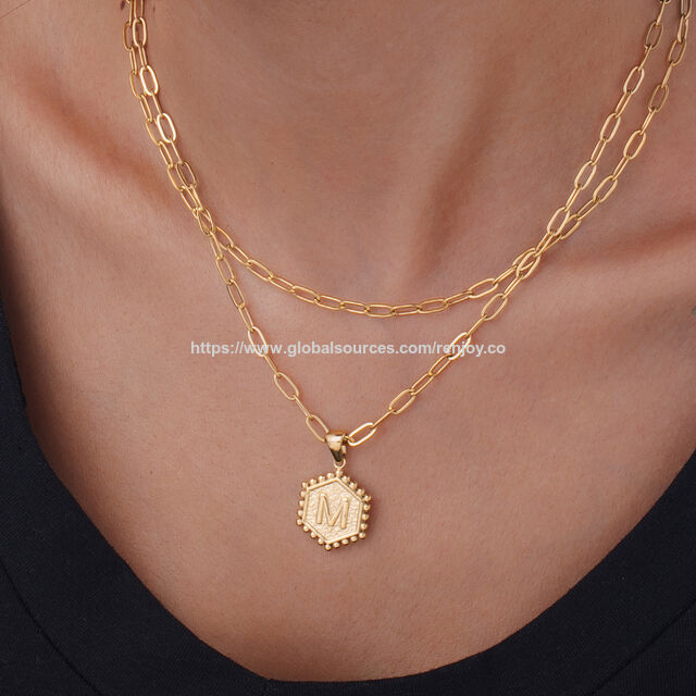 Colares Femininos Elegantes de Aço Inoxidável DIY com Alfabeto