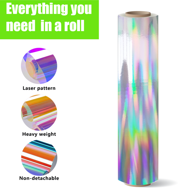 Großhandel Beliebte holographische Kunststofffolie Hohe Unterstützung Kundenspezifische Regenbogen-Verpackungsdekorfolie Transparente holographische Folie