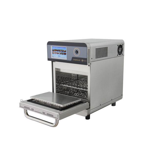 CheerChef Oven Countertop Stainless Steel Tanpa Ventilasi Listrik Kecepatan Tinggi, Layar Sentuh, Menu Terprogram, Oven Countertop Kecepatan Tinggi