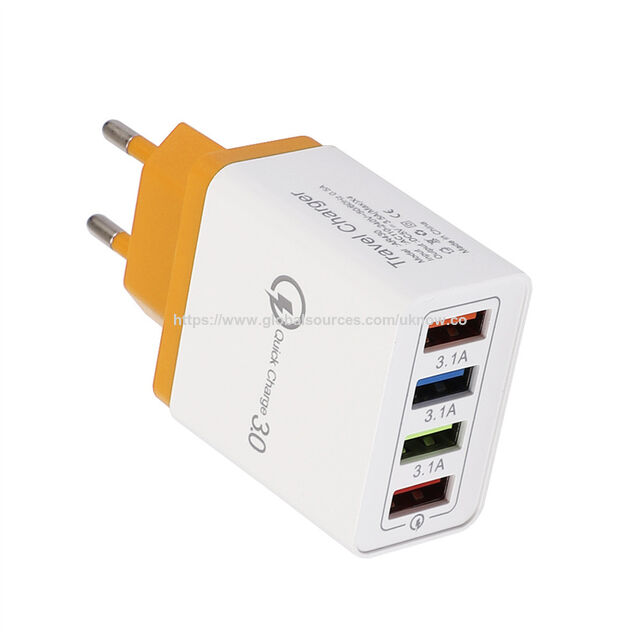 Carregador de Parede Rápido QC3.0 4 Portas USB C PD Carregador Rápido Adaptador de Viagem Universal Plugue UK US EU