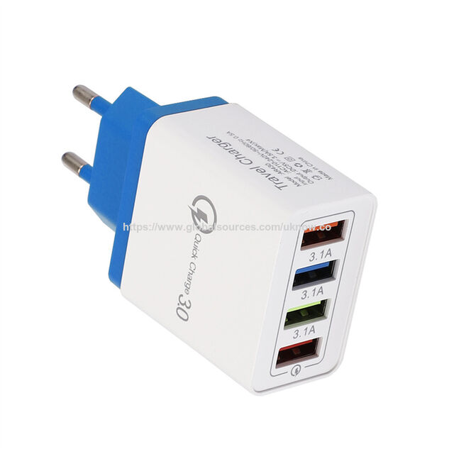 Carregador de Parede Rápido QC3.0 4 Portas USB C PD Carregador Rápido Adaptador de Viagem Universal Plugue UK US EU