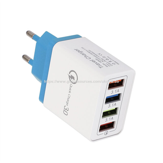 Carregador de Parede Rápido QC3.0 4 Portas USB C PD Carregador Rápido Adaptador de Viagem Universal Plugue UK US EU
