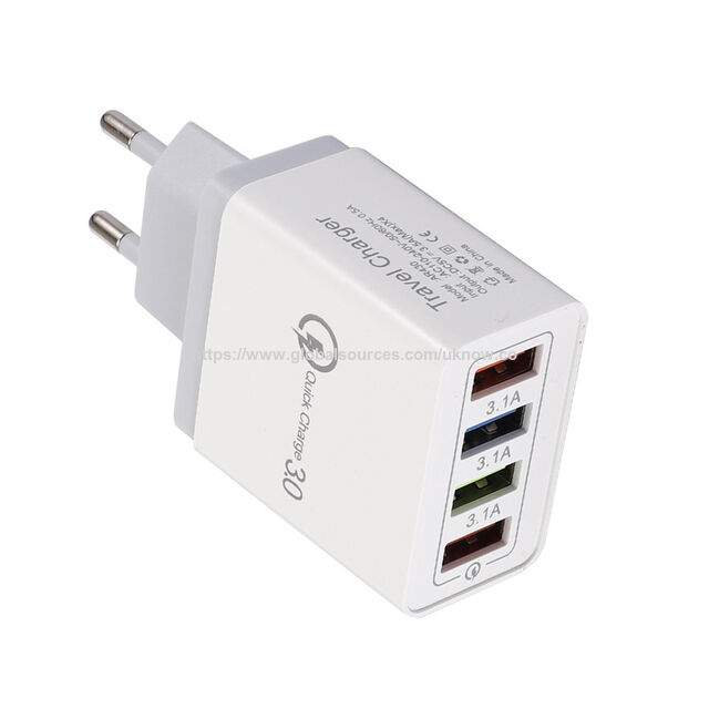 Carregador de Parede Rápido QC3.0 4 Portas USB C PD Carregador Rápido Adaptador de Viagem Universal Plugue UK US EU