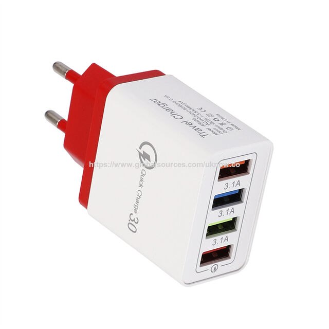 Carregador de Parede Rápido QC3.0 4 Portas USB C PD Carregador Rápido Adaptador de Viagem Universal Plugue UK US EU