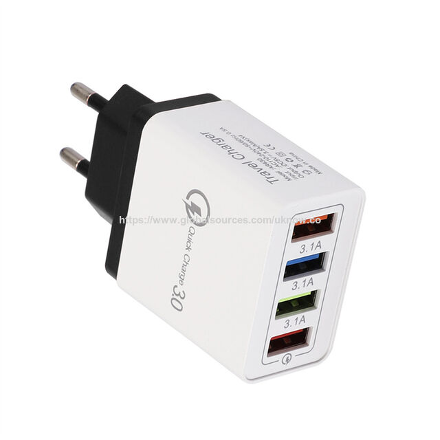 Carregador de Parede Rápido QC3.0 4 Portas USB C PD Carregador Rápido Adaptador de Viagem Universal Plugue UK US EU