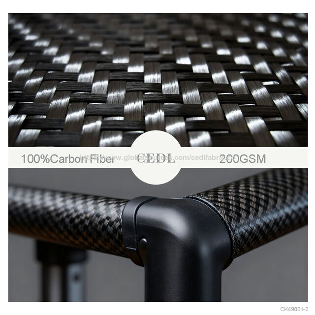 Tejido de fibra de carbono real a cuadros de sarga de 200 g/m² y 17 mm x 8 mm para modificación de automóviles / aviones modelo / drones / equipos deportivos