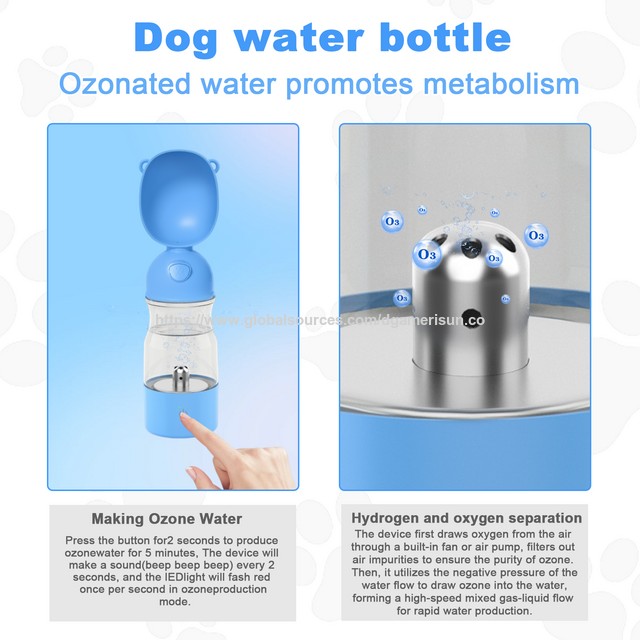 Hundewasserflasche mit Ozonreinigung und Sterilisation, tragbare Welpen-Trinkschale, tragbarer Haustier-Wasserspender, Geschenk für Hunde zum Spazierengehen und Wandern