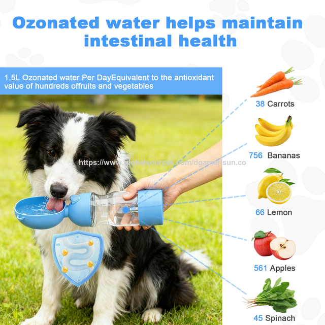Hundewasserflasche mit Ozonreinigung und Sterilisation, tragbare Welpen-Trinkschale, tragbarer Haustier-Wasserspender, Geschenk für Hunde zum Spazierengehen und Wandern