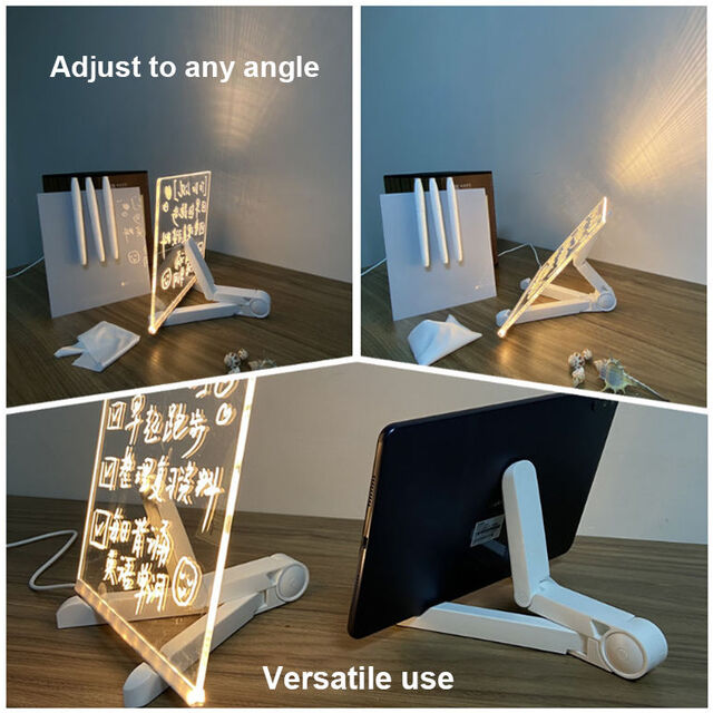Tablero de Mensajes Acrílico LED Borrable en Seco ODM - Pizarra Acrílica LED con Luz Nocturna USB, Forma Cuadrada, Regalo Personalizable