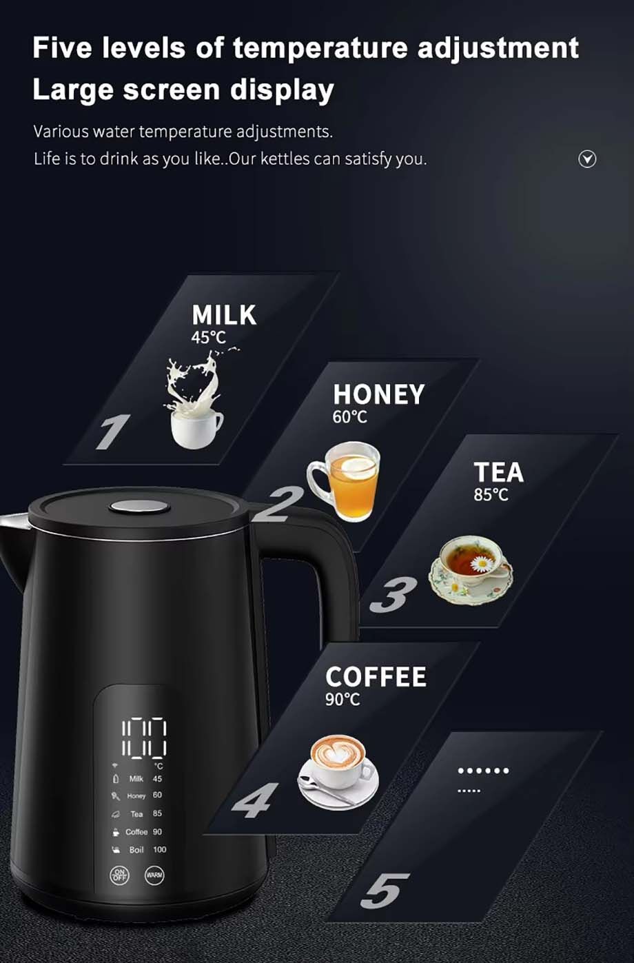 Smart Coffee Kettle Alexa 1.7l Digital Touch Screen Water Boiler ...