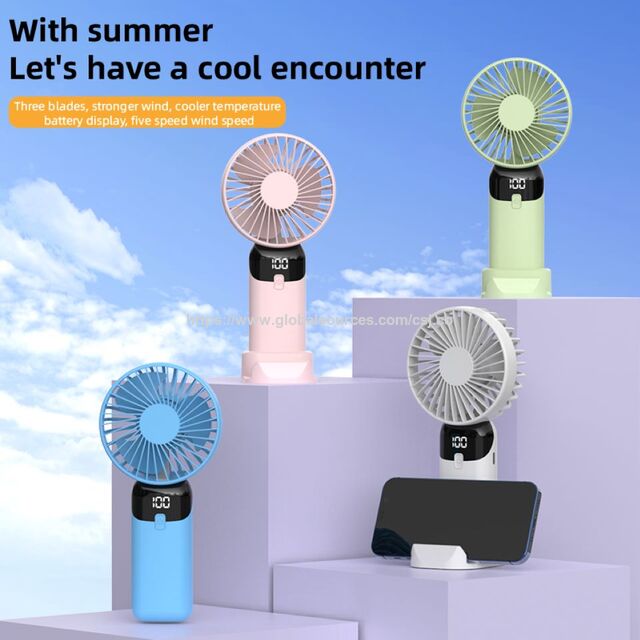 Mini-Taschenventilator mit persönlicher Bildschirmanzeige, wiederaufladbarer 1200-mAh-Akku