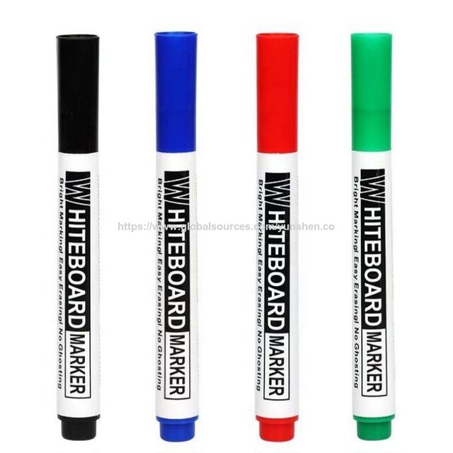 Precio de fábrica negro rojo azul desechable punta grande borrable marcador de pizarra recargable tinta material plástico