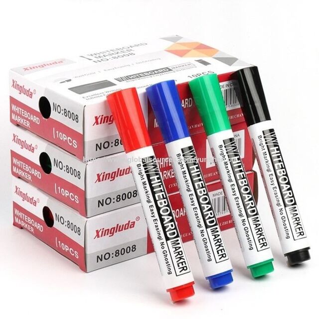 Precio de fábrica negro rojo azul desechable punta grande borrable marcador de pizarra recargable tinta material plástico