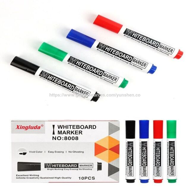 Precio de fábrica negro rojo azul desechable punta grande borrable marcador de pizarra recargable tinta material plástico