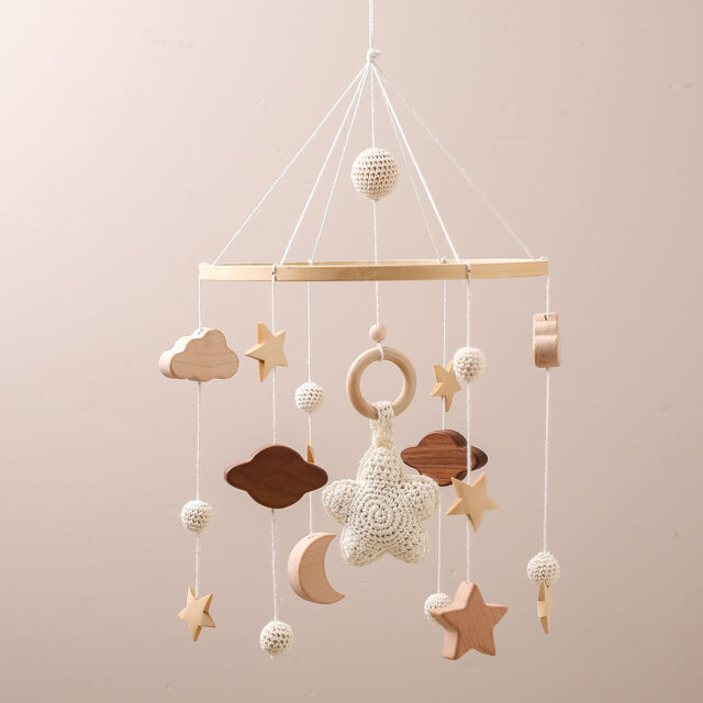Móvil para Cuna de Bebé, Móvil de Guardería con Diseño de Estrella y Luna para Niños y Niñas