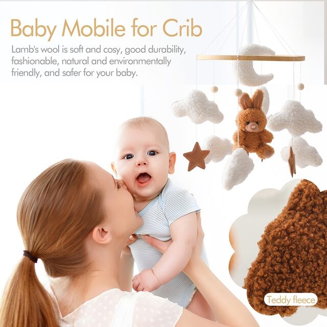 Móvil para Cuna de Bebé, Móvil de Guardería con Diseño de Estrella y Luna para Niños y Niñas