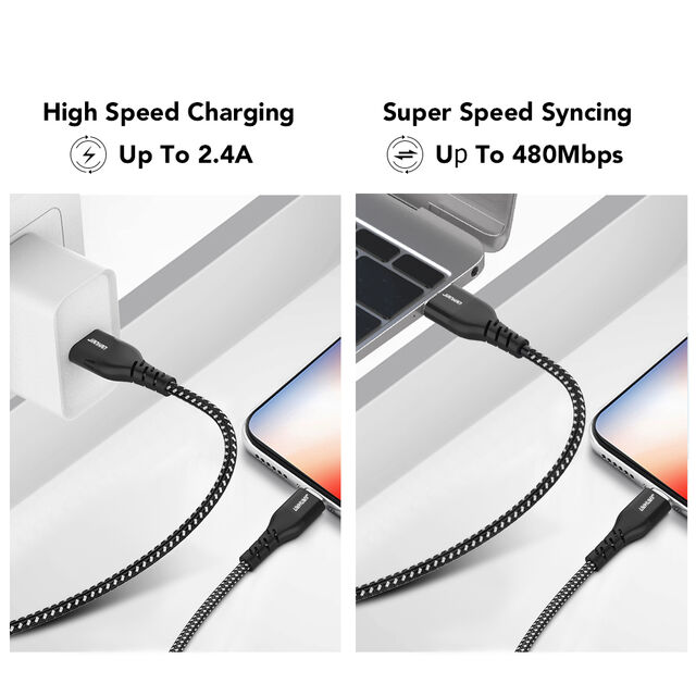 Câble MFi d'origine, câble de charge USB A vers Lightning tressé en nylon pour iOS pour la fabrication d'iPhone