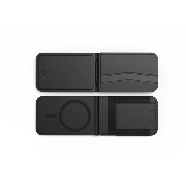 Find My Wallet 2-in-1 Magnetisches Air Label Leder Brieftasche ID-Fach Verstellbarer Halterungsclip