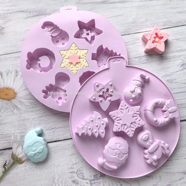 Molde de Natal Personalizado de Tamanho Grande para Assar Mini Bolos com Árvore de Natal, Papai Noel, Boneco de Neve - Molde de Silicone para Bolo